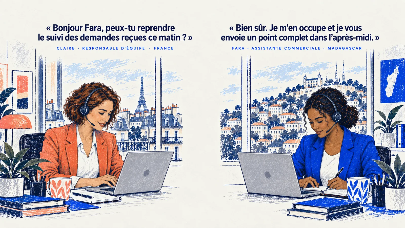 Entretien à distance entre une entreprise française et une candidate malgache